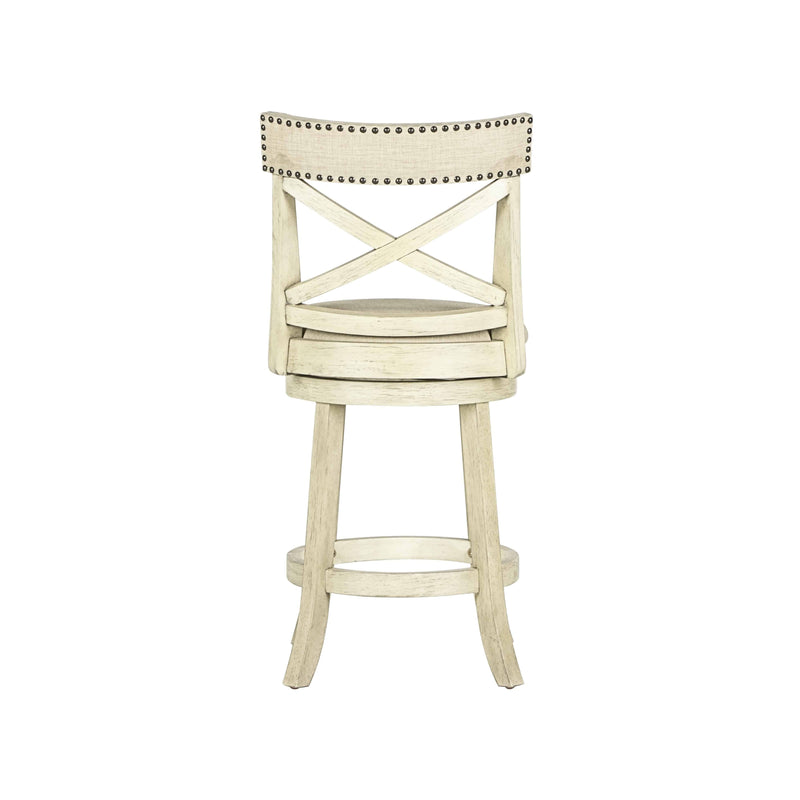 YORK 24" COUNTER STOOL-ANT WHITE W/FABRIC SEAT - Winder Mattress & Furniture