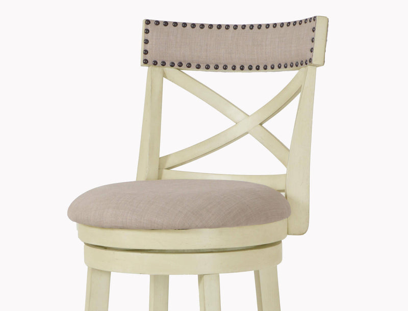 YORK 29" BAR STOOL-ANT WHITE W/FABRIC SEAT - Winder Mattress & Furniture