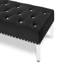 VIVIAN BLACK VELVET BENCH WITH CRYSTAL BUTTONS - Winder Mattress & Furniture