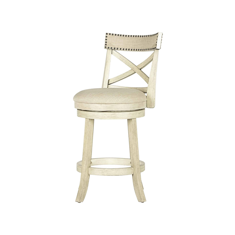 YORK 24" COUNTER STOOL-ANT WHITE W/FABRIC SEAT - Winder Mattress & Furniture