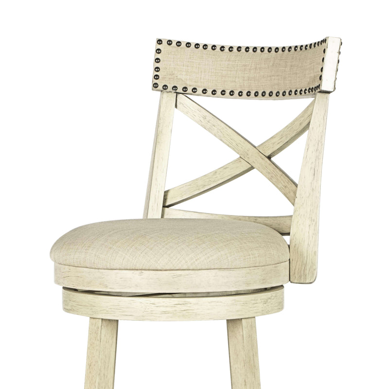 YORK 24" COUNTER STOOL-ANT WHITE W/FABRIC SEAT - Winder Mattress & Furniture