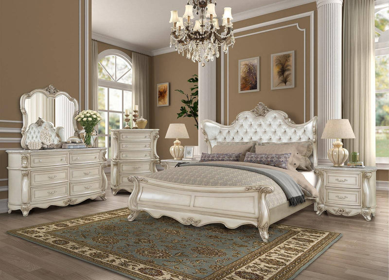 New Classic Furniture Monique Dresser w/ Marble Top in Pearl - Winder Mattress & Furniture