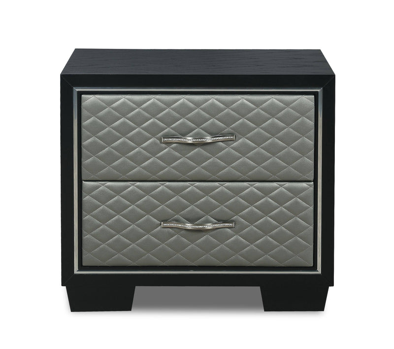 LUXOR NIGHTSTAND-BLACK/SILVER - Winder Mattress & Furniture