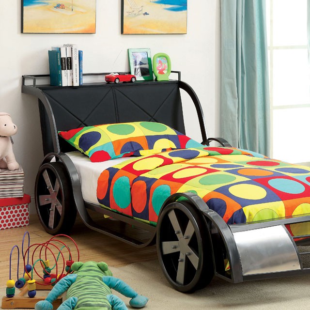 GT RACER Silver/Gun Metal Twin Bed image