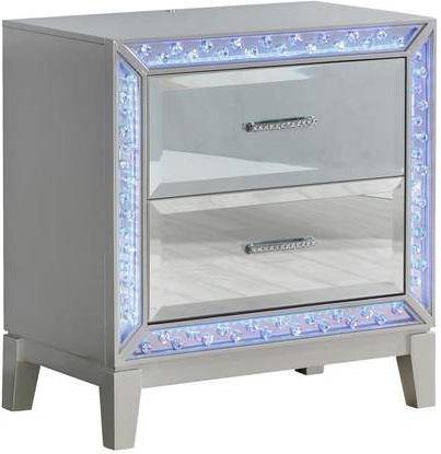 Galaxy Home Luxury 2 Drawer Nightstand in Silver GHF-808857956637 image