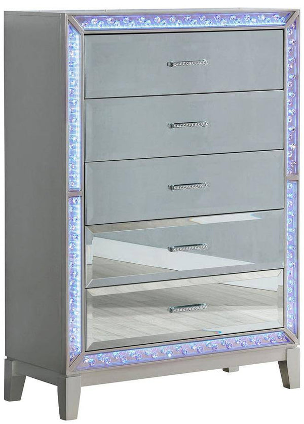 Galaxy Home Luxury 5 Drawer Chest in Silver GHF-808857551696 image