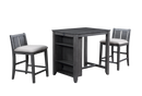 HESTON 36" STORAGE COUNTER TABLE SET W/2 CHAIRS-GRAY image